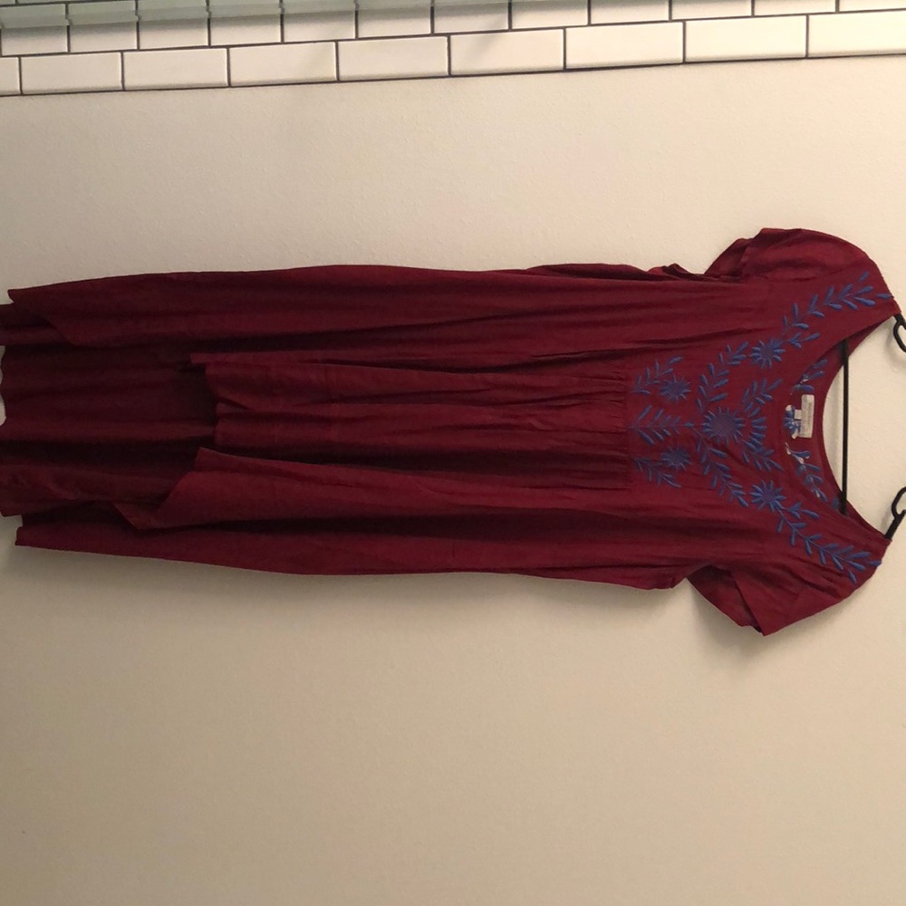 Maroon embroidered high-low dress